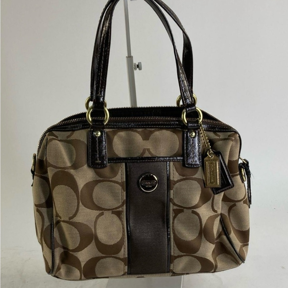 Coach Signature Tan & Mahogany Shoulder Bag